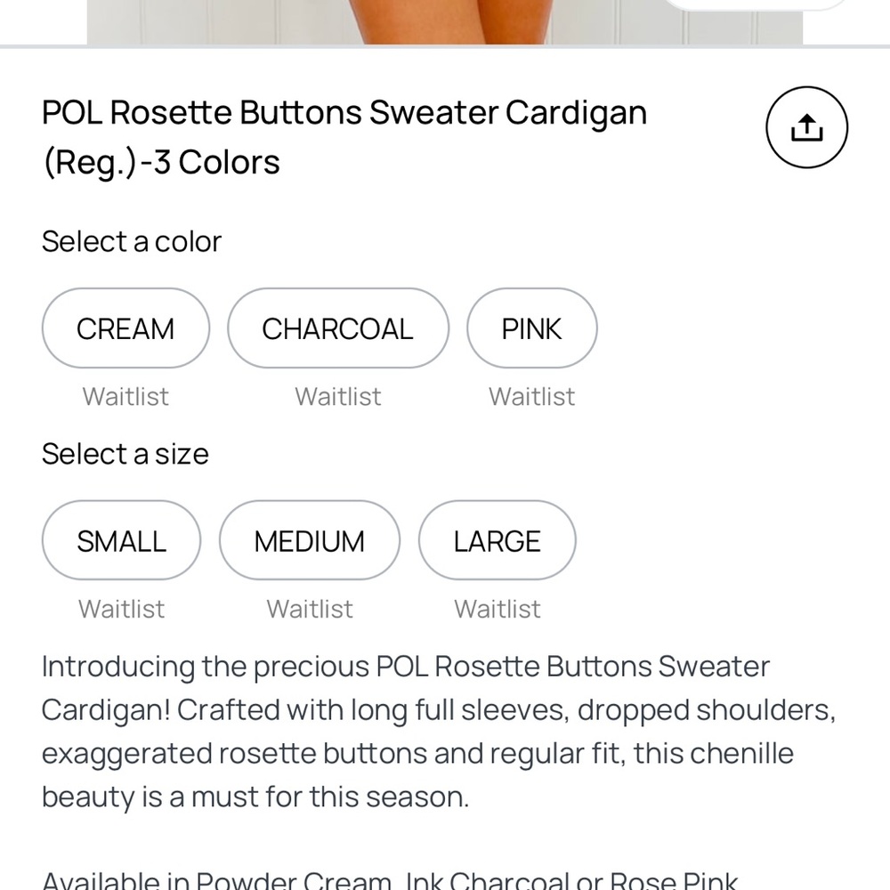 POL Rosette Buttons Sweater Cardigan 
巳 - Picture 3 of 3